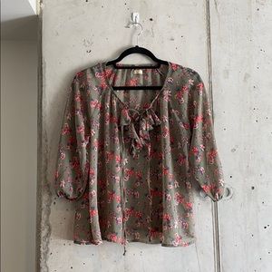 Green Floral Blouse | Size M